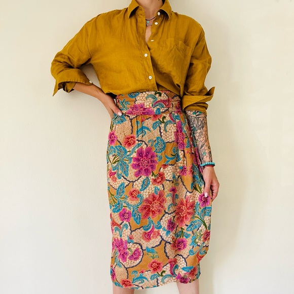 Vintage SK&company wrap midi floral skirt - Picture 4 of 7
